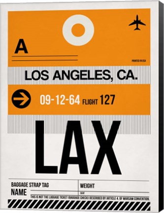 Framed LAX Los Angeles Luggage Tag 2 Print