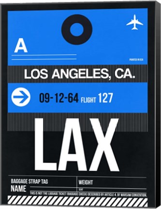 Framed LAX Los Angeles Luggage Tag 3 Print