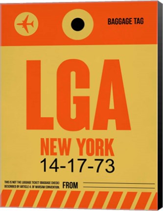 Framed LGA New York Luggage Tag 1 Print