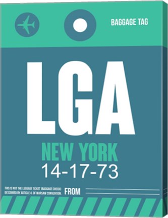 Framed LGA New York Luggage Tag 2 Print