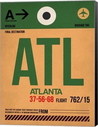 Framed ATL Atlanta Luggage Tag 1 Print