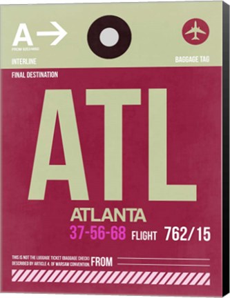 Framed ATL Atlanta Luggage Tag 2 Print