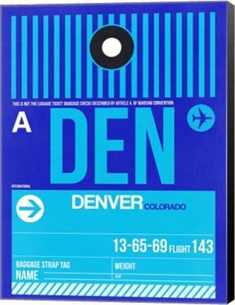 Framed DEN Denver Luggage Tag 2 Print