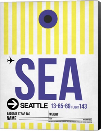 Framed SEA Seattle Luggage Tag 1 Print