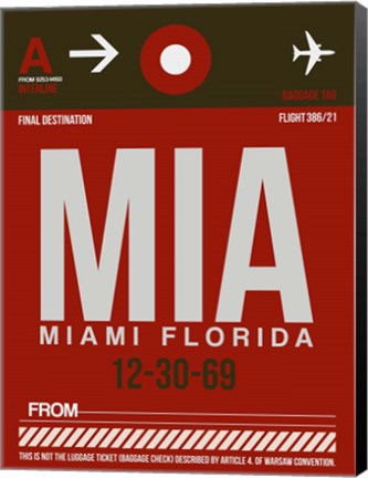 Framed MIA Miami Luggage Tag 2 Print