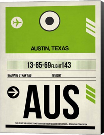 Framed AUS Austin Luggage Tag 1 Print