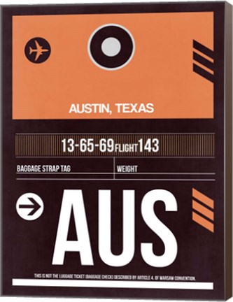 Framed AUS Austin Luggage Tag 2 Print