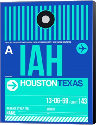 Framed IAH Houston Luggage Tag 2 Print