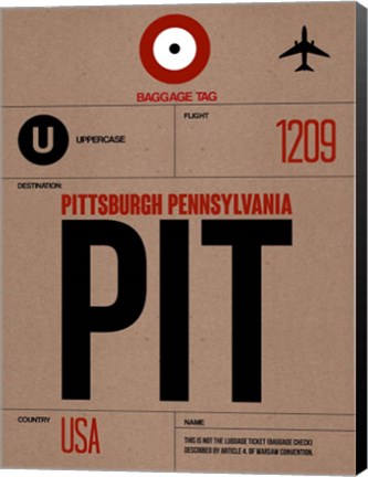 Framed PIT Pittsburgh Luggage Tag 1 Print