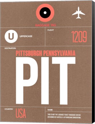 Framed PIT Pittsburgh Luggage Tag 2 Print