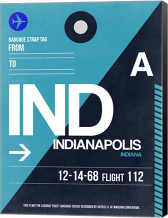 Framed IND Indianapolis Luggage Tag 2 Print