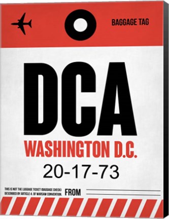Framed DCA Washington Luggage Tag 1 Print