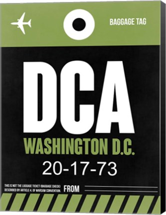 Framed DCA Washington Luggage Tag 2 Print