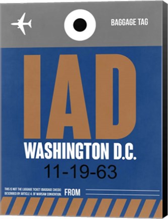 Framed IAD Washington Luggage Tag 2 Print