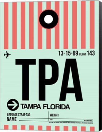 Framed TPA Tampa Luggage Tag 1 Print