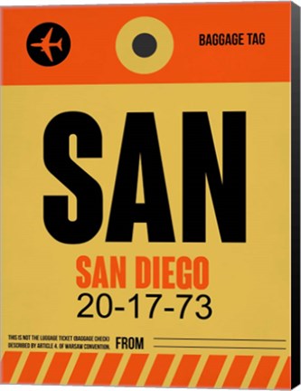 Framed SAN San Diego Luggage Tag 1 Print