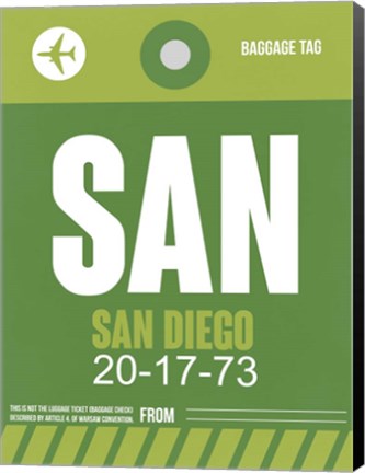 Framed SAN San Diego Luggage Tag 2 Print