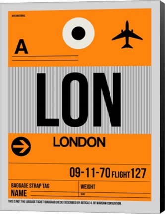 Framed LON London Luggage Tag 1 Print