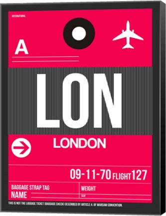 Framed LON London Luggage Tag 2 Print