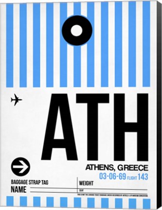 Framed ATH Athens Luggage Tag 1 Print