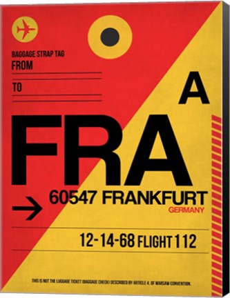 Framed FRA Frankfurt Luggage Tag 2 Print