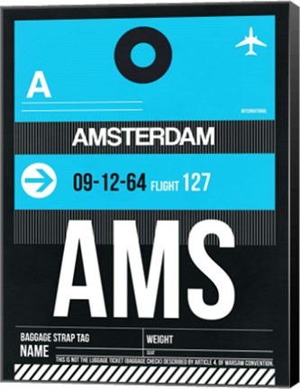 Framed AMS Amsterdam Luggage Tag 1 Print