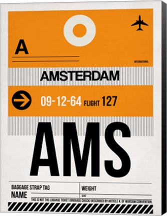 Framed AMS Amsterdam Luggage Tag 2 Print