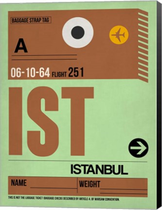 Framed IST Istanbul Luggage Tag 2 Print