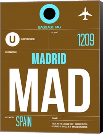 Framed MAD Madrid Luggage Tag 1 Print