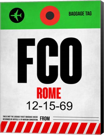 Framed FCO Rome Luggage Tag 1 Print