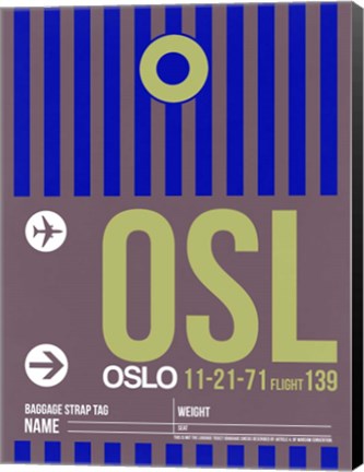 Framed OSL Oslo Luggage Tag 2 Print