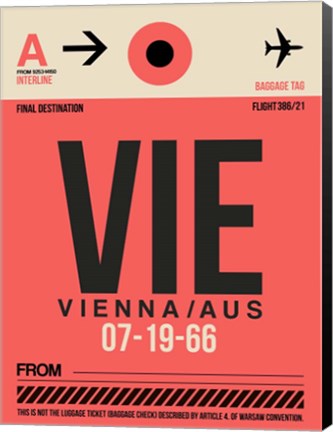 Framed VIE Vienna Luggage Tag 1 Print