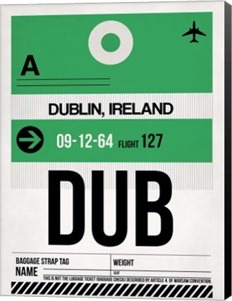 Framed DUB Dublin Luggage Tag 1 Print