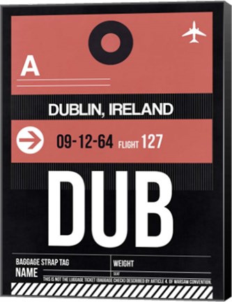 Framed DUB Dublin Luggage Tag 2 Print