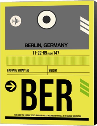 Framed BER Berlin Luggage Tag 1 Print