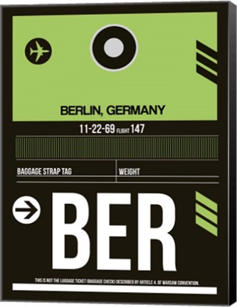 Framed BER Berlin Luggage Tag 2 Print