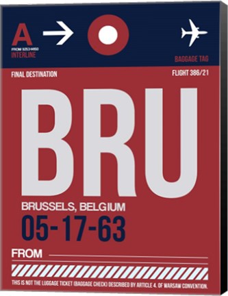 Framed BRU Brussels Luggage Tag 2 Print