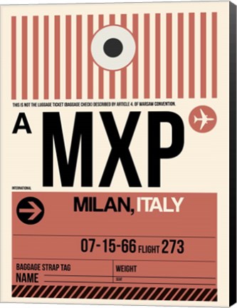 Framed MXP Milan Luggage Tag 1 Print