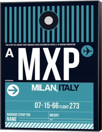 Framed MXP Milan Luggage Tag 2 Print