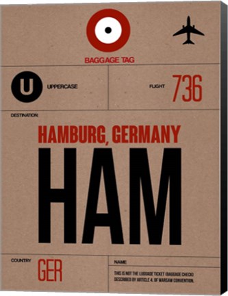 Framed HAM Hamburg Luggage Tag 1 Print