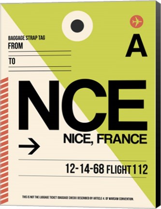 Framed NCE Nice Luggage Tag 2 Print