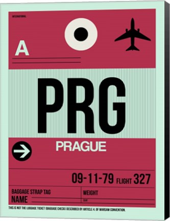 Framed PRG Prague Luggage Tag 2 Print