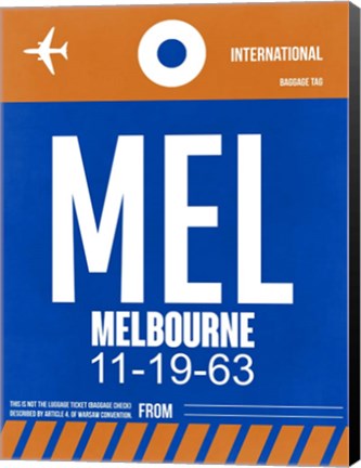 Framed MEL Melbourne Luggage Tag 2 Print