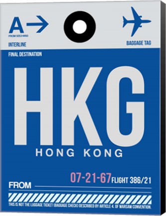 Framed HKG Hog Kong Luggage Tag 1 Print