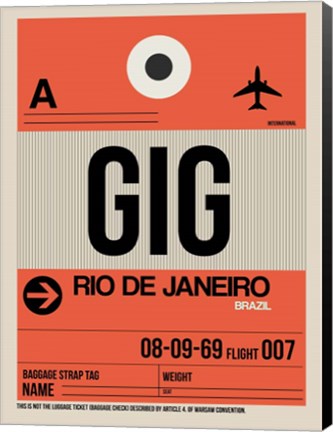 Framed GIG Rio De Janeiro Luggage Tag 2 Print