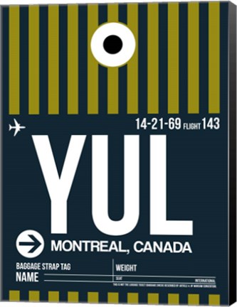 Framed YUL Montreal Luggage Tag 1 Print