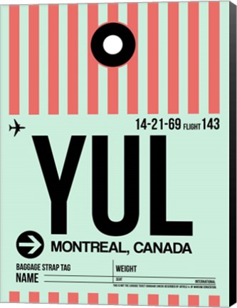 Framed YUL Montreal Luggage Tag 2 Print