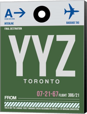 Framed YYZ Toronto Luggage Tag 1 Print