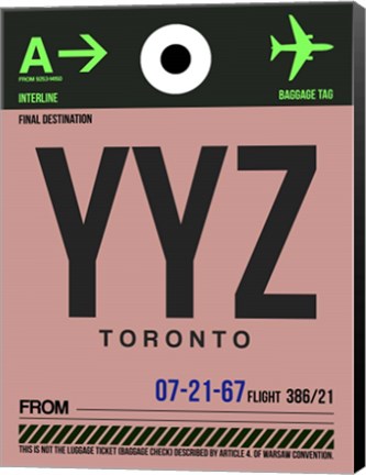 Framed YYZ Toronto Luggage Tag 2 Print