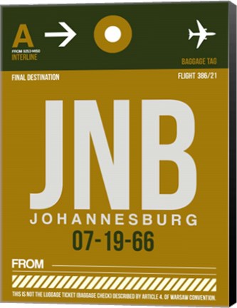 Framed JNB Johannesburg Luggage Tag 1 Print